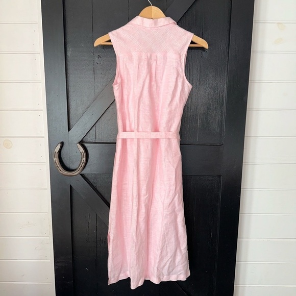 Tommy Bahama Ventana Plaid Linen Sleeveless Resort Shirt Dress in Bikini Pink XS - Picture 11 of 14